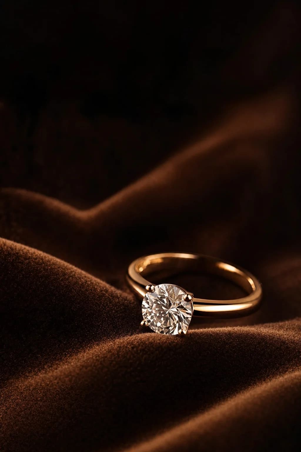 Solitaire diamond on velvet